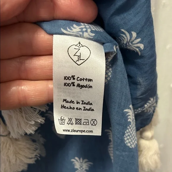 Z&L Coverup Women’s S/M Blue Pineapple Print Swim Bohemian Beach Resort Kaftan - Picture 6 of 14